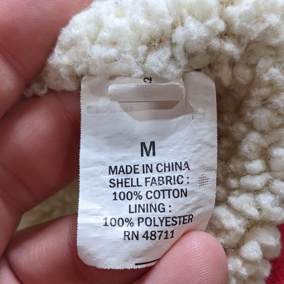 Falls Creek red black plaid fleece & flannel button up jacket - Picture 8 of 9